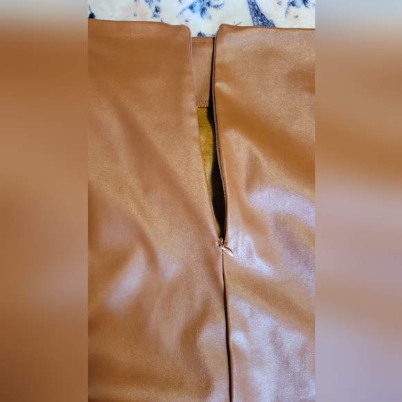Faux Leather Long Brown Wrap Skirt - Picture 7 of 10